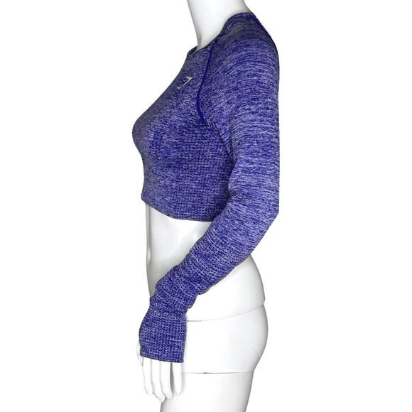 Gymshark Shirt Womens Medium Purple Seamless Crop Top Neutral Workout Athleisure - Picture 3 of 8
